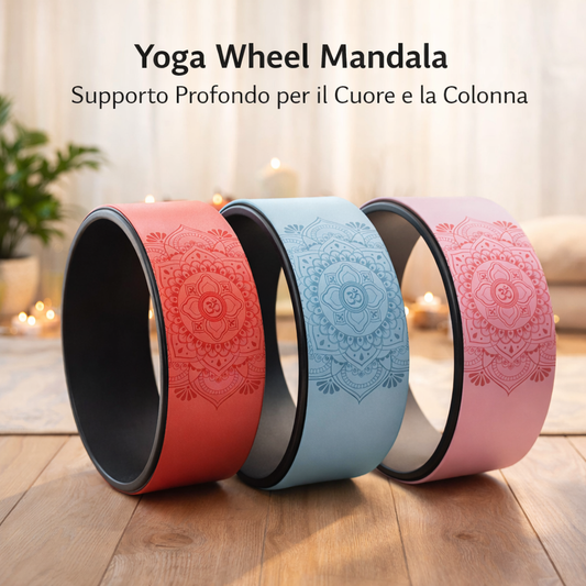 Ruota mandala yoga in sughero naturale — vista frontale
