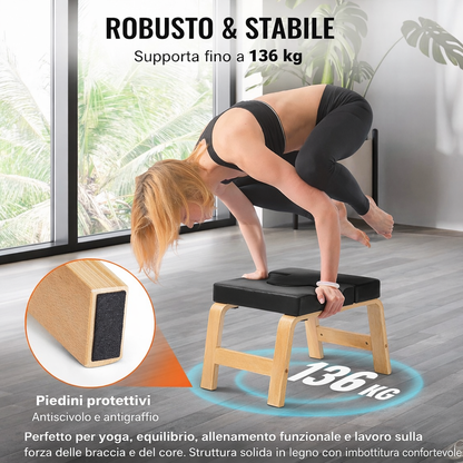 Panca in legno per meditazione con supporto lombare attivo