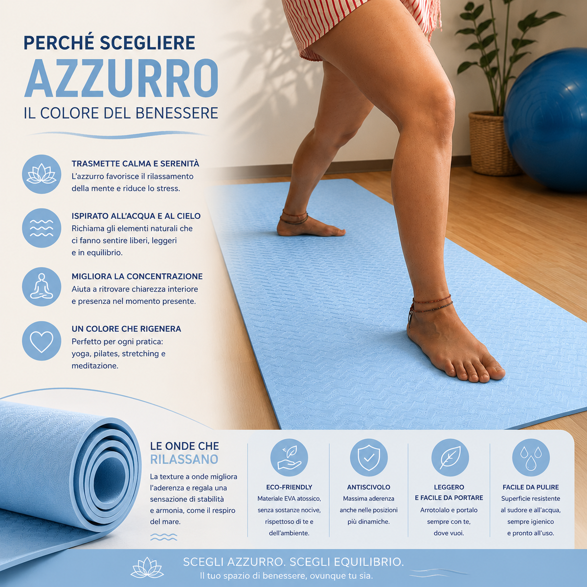 YOGA MAT 🌊 Tappetino zen antiscivolo