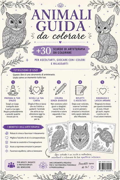 ANIMALI GUIDA 📖  Libro rilassante  da colorare